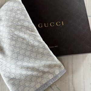 Gucci White and Gray Monogram Baby Blanket